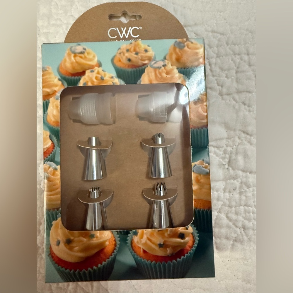 New Cooking with Color Silver Cake Decorating Nozzle Set
